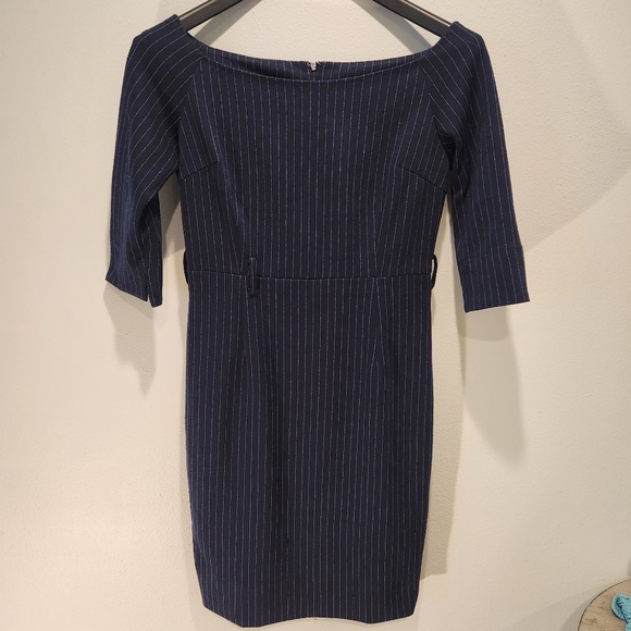 Gretchen Scott Designs Navy Pinstripe Dress Size M - Picture 6 of 10